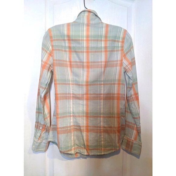 J. Crew | The Perfect Shirt in Mint/Coral Plaid - Picture 2 of 7